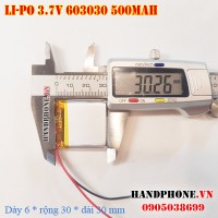 Pin Li-Po 3.7V 603030 500mAh (Lithium Polymer)